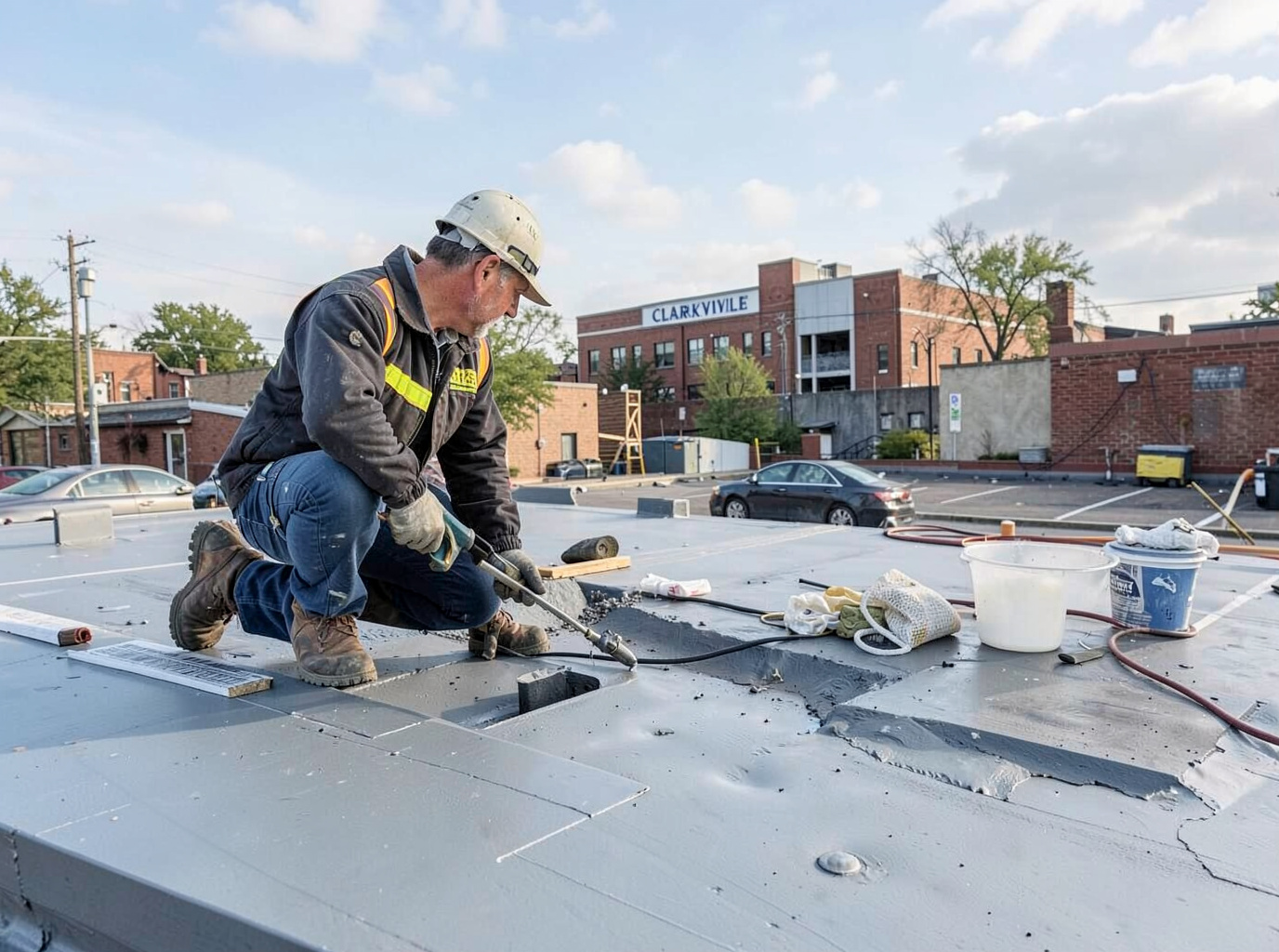 Commercial Flat Roof Repair in Clarksville